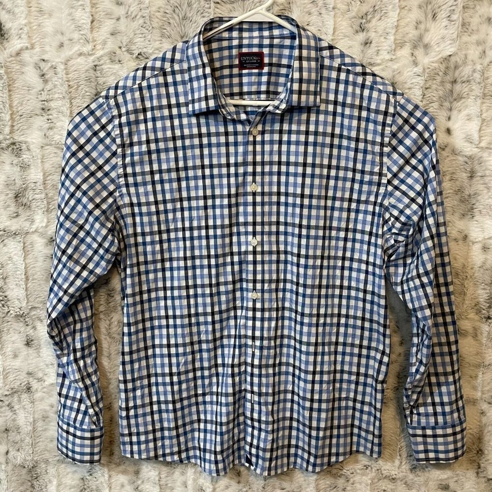 UNTUCKit Mens XXL Button Up Long Sleeve Plaid Nylon Lightweight Preppy Casual